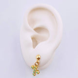 Topos Cruz Circulos Esmeraldas 50 Qts 2.35gr / 2cm / Oro Amarillo 18K ©