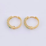 Candongas Carril Encerrado Esmeraldas 32pts 1.65gr / 1.1cm / Oro Amarillo 18K ©