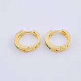 Candongas Carril Encerrado Esmeraldas 35pts 3.1gr / 1.4cm / Oro Amarillo 18K *