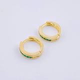 Candongas Carril Interno Esmeraldas 35pts 3gr / 1.2cm / Oro Amarillo 18K ©