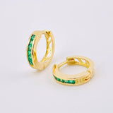 Candongas Carril Interno Esmeraldas 35pts 3gr / 1.2cm / Oro Amarillo 18K ©