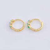 Candongas Trio Abultado Esmeraldas 31pts 1.65gr / 1.3cm / Oro Amarillo 18K *