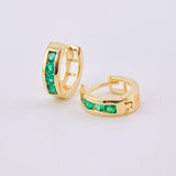 Candongas Carril Esmeraldas 24pts 1.75gr / 1cm / Oro Amarillo 18K ©