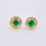 Topos Halo Circulo Esmeraldas 60pts Diamantes 26pts 3.5gr / 8mm Oro Amarillo 18K ©