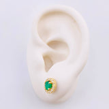 Topos Halo Circulo Esmeraldas 60pts Diamantes 26pts 3.5gr / 8mm Oro Amarillo 18K ©