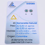 Topos Halo Circulo Esmeraldas 60pts Diamantes 26pts 3.5gr / 8mm Oro Amarillo 18K ©