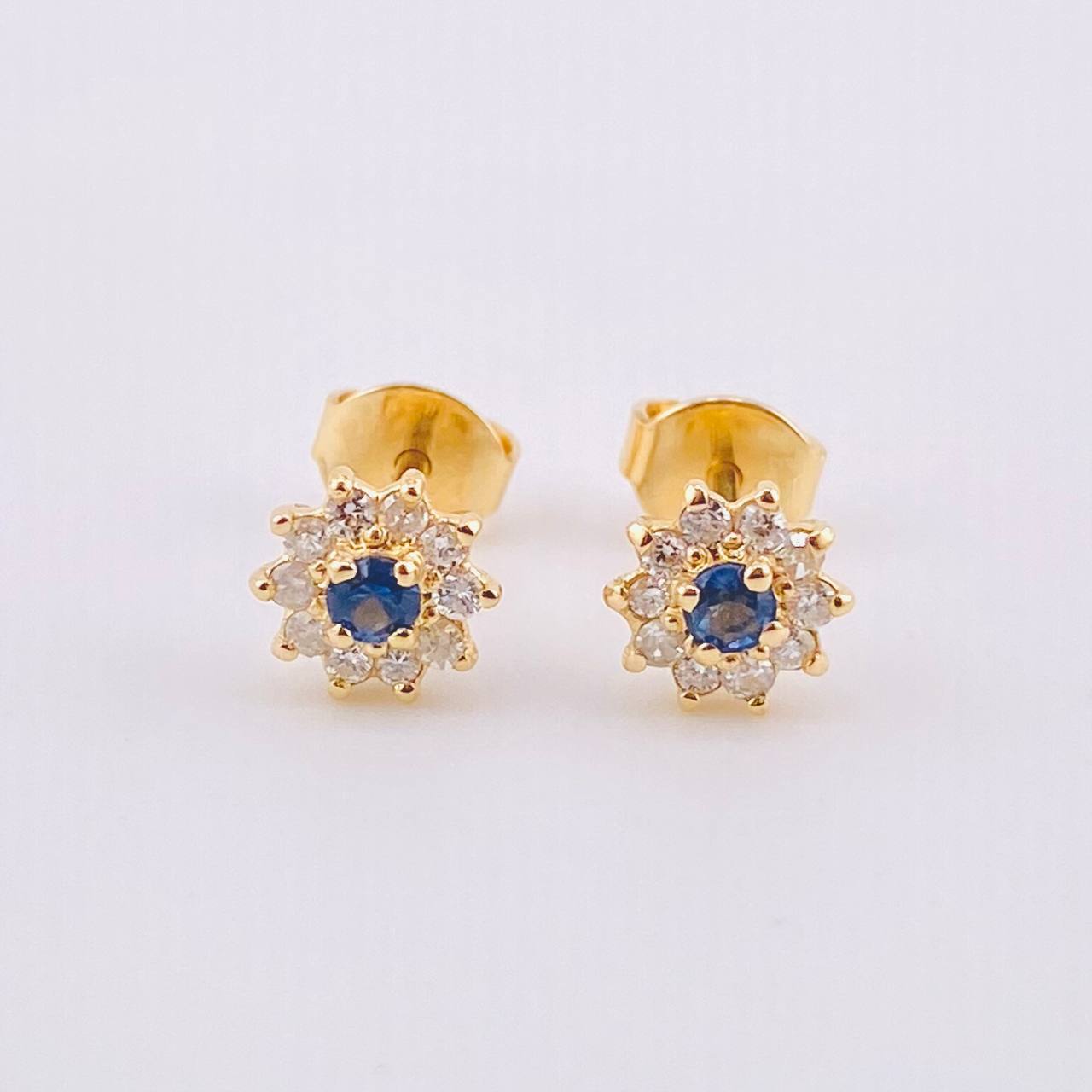 Topos Destellos Zafiros 10pts Diamantes 20pts 1.7gr / 7mm Oro Amarillo 18K ©