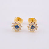 Topos Destellos Zafiros 10pts Diamantes 20pts 1.7gr / 7mm Oro Amarillo 18K ©
