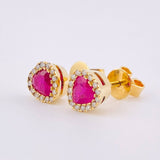 Topos Corazón Rubies 1.11 Qts Diamantes 30pts 2.95gr / 7.6mm Oro Amarillo 18K ©