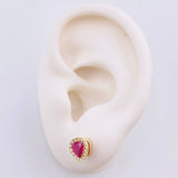 Topos Corazón Rubies 1.11 Qts Diamantes 30pts 2.95gr / 7.6mm Oro Amarillo 18K ©