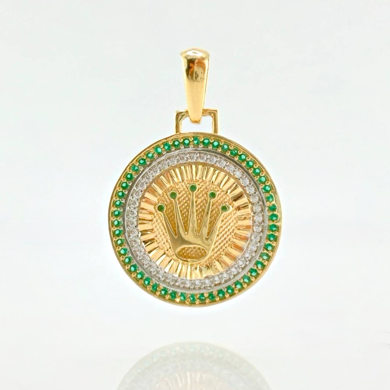 Dije Medalla Corona 4.2gr / 3cm / Dos Oros Amarillo Blanco 18K