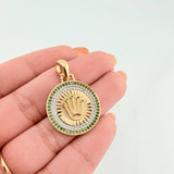 Dije Medalla Corona 4.2gr / 3cm / Dos Oros Amarillo Blanco 18K