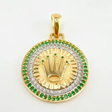 Dije Medalla Corona 4.2gr / 3cm / Dos Oros Amarillo Blanco 18K