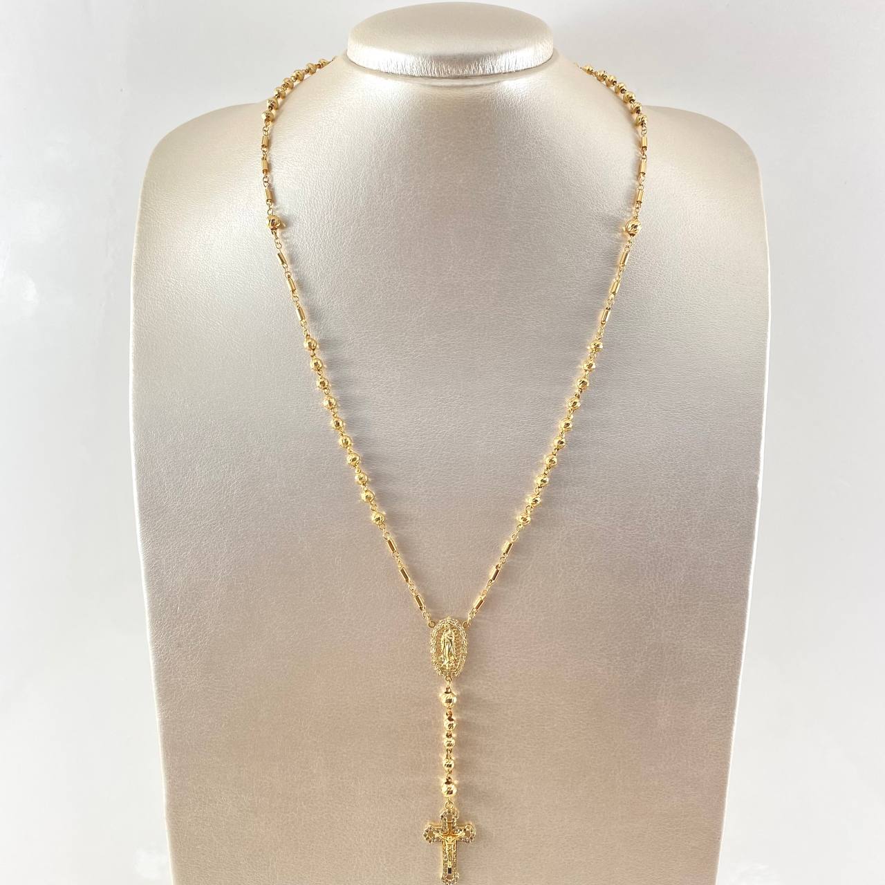 Rosario Virgen de Guadalupe Cruz Florentina 15.75gr / 65cm / Oro Amarillo 18K