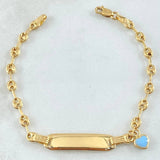 Pulso Bebé GC Dije Placa Bordeado 2.35gr / 14cm / Oro Amarillo 18K *
