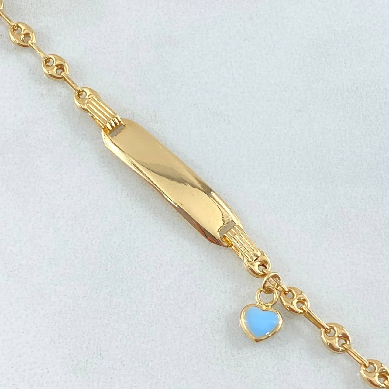 Pulso Bebé GC Dije Placa Bordeado 2.35gr / 14cm / Oro Amarillo 18K *