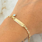 Pulso Bebé GC Dije Placa Bordeado 2.35gr / 14cm / Oro Amarillo 18K *