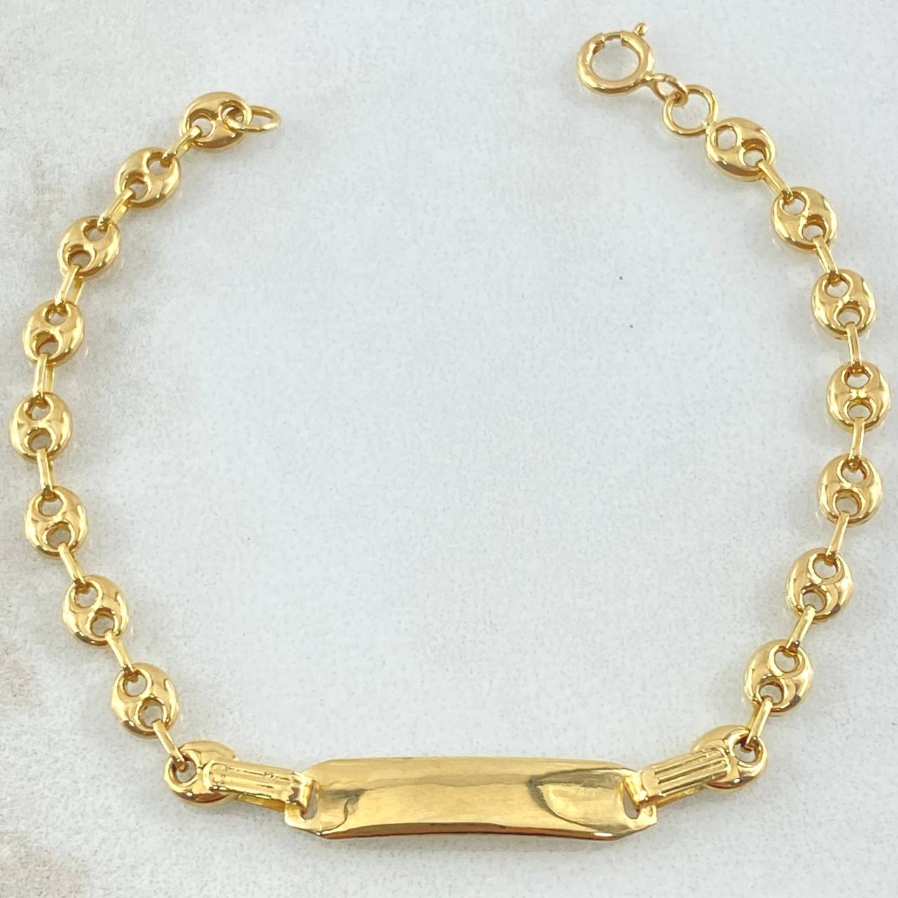 Pulso Bebé GC Placa Rectangular Bordeado 1.75gr / 13.8cm / Oro Amarillo 18K *