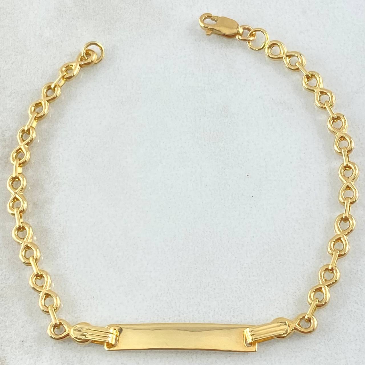 Pulso Bebé Infinito Placa Rectangular 1.85gr / 14cm / Oro Amarillo 18K *