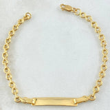 Pulso Bebé Infinito Placa Rectangular 1.85gr / 14cm / Oro Amarillo 18K *