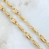 Cadena Rustica Barril Combinado GC 20.6gr / 65cm / 7.2mm Lisa Rayada Oro Amarillo 18K