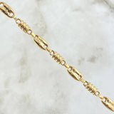 Cadena Rustica Barril Combinado GC 20.6gr / 65cm / 7.2mm Lisa Rayada Oro Amarillo 18K