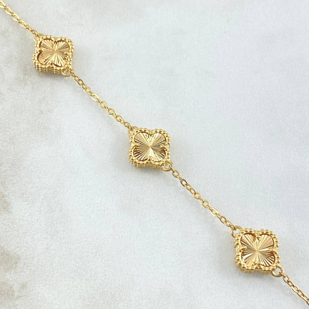 Pulso Aro Seguido Trébol VCyA Gradual 4.5gr / 14cm-15cm-19cm / 1.5mm Diamantado Punteado 3und Oro Amarillo Nac.Esp. 18K ©