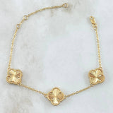 Pulso Aro Seguido Trébol VCyA Gradual 5.6gr / 16cm-16cm-20cm / 1.5mm Diamantado Punteado 3und Oro Amarillo Nac.Esp. 18K