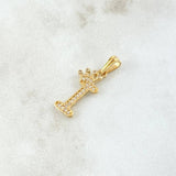 Dije Letra I Corona 1.15gr / 2.5cm / Circones Blancos Oro Amarillo 18K