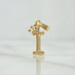 Dije Letra I Corona 1.15gr / 2.5cm / Circones Blancos Oro Amarillo 18K