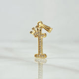 Dije Letra I Corona 1.15gr / 2.5cm / Circones Blancos Oro Amarillo 18K
