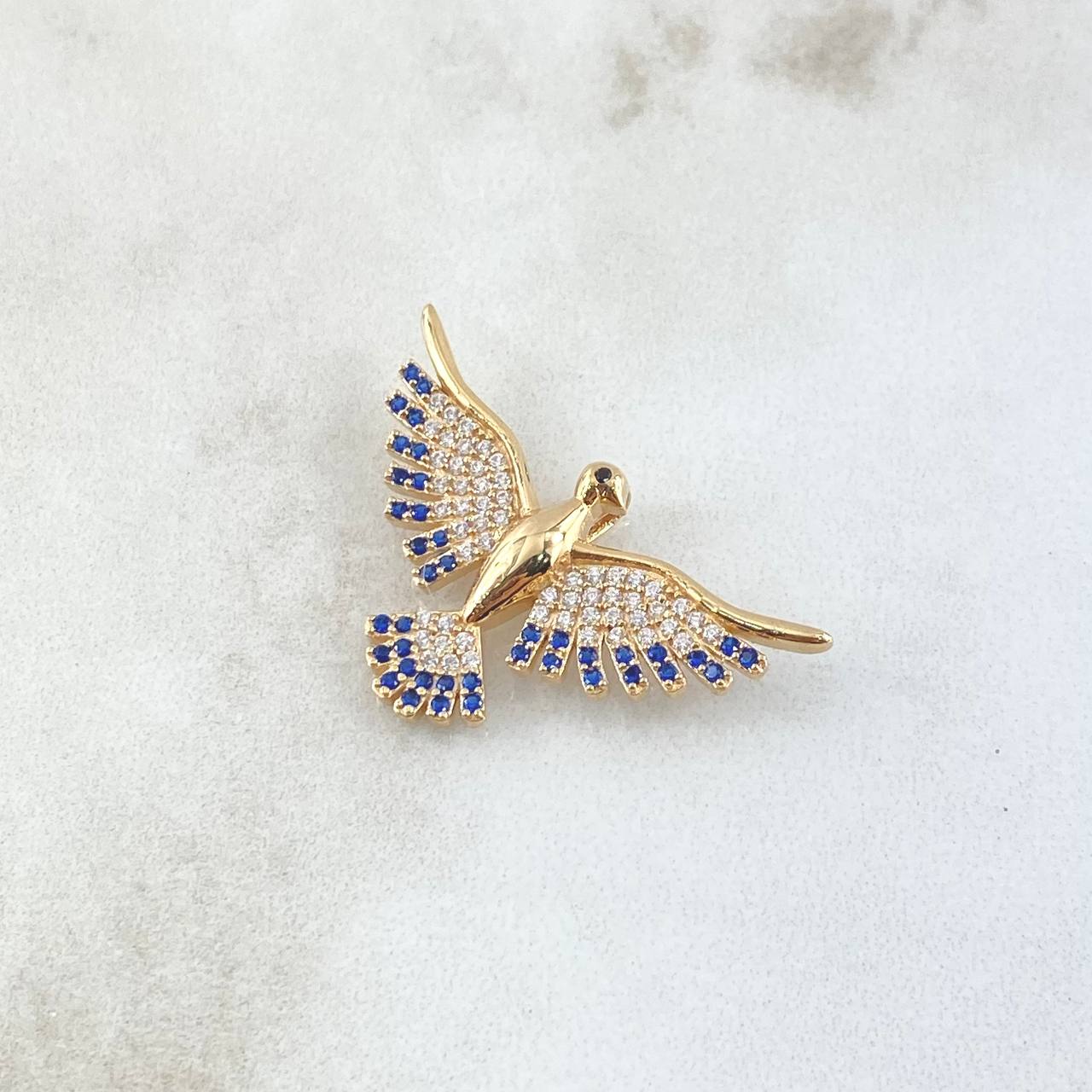 Dije Ave 3.3gr / 1.9cm / Circones Blancos Azul Rey Oro Amarillo 18K