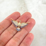 Dije Ave 3.3gr / 1.9cm / Circones Blancos Azul Rey Oro Amarillo 18K