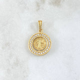 Dije San Benito En Aro Movil 2.2gr / 2.2cm / Circones Blancos Oro Amarillo 18K