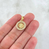 Dije San Benito En Aro Movil 2.2gr / 2.2cm / Circones Blancos Oro Amarillo 18K
