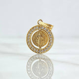 Dije San Benito En Aro Movil 2.2gr / 2.2cm / Circones Blancos Oro Amarillo 18K