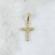 Dije Cruz Movil 1.1gr / 2.5cm / Circones Blancos Oro Amarillo 18K