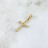 Dije Cruz Movil 1.1gr / 2.5cm / Circones Blancos Oro Amarillo 18K