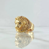 Anillo León 16.1gr / T10 1/2 / Relieve Circones Blancos Negros Oro Amarillo 18K