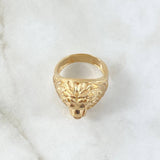 Anillo León 16.1gr / T10 1/2 / Relieve Circones Blancos Negros Oro Amarillo 18K