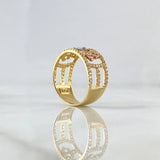 Anillo Triple Anclas 3.5gr / T7 / Circones Blancos Tres Oros 18K