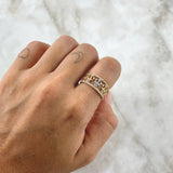 Anillo Triple Anclas 3.5gr / T7 / Circones Blancos Tres Oros 18K