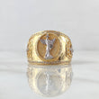 Anillo San Miguel Escudos Santos 7.35gr / T11 1/2 / Circones Blancos Oro Amarillo 18K