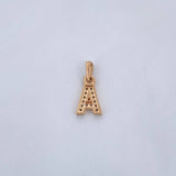 Dije Letra A 0.7gr / 1.4cm / Circones Blancos Oro Amarillo 18K $