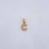 Dije Letra C 0.65gr / 1.4cm / Circones Blancos Oro Amarillo 18K $
