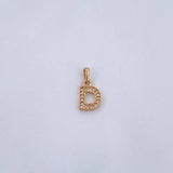 Dije Letra D 0.7gr / 1.4cm / Circones Blancos Oro Amarillo 18K $