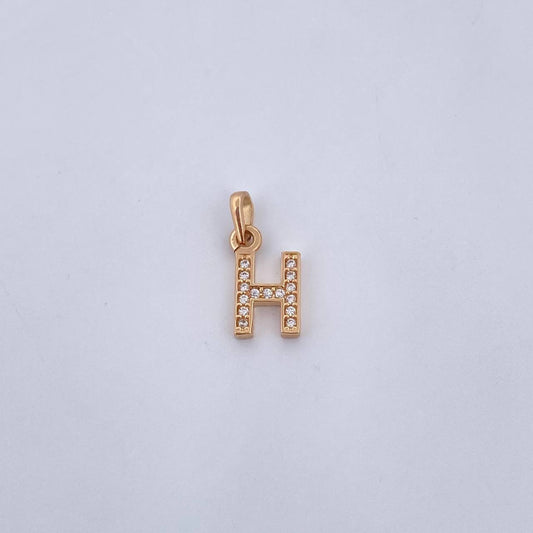 Dije Letra H 0.75gr / 1.5cm / Circones Blancos Oro Amarillo 18K $