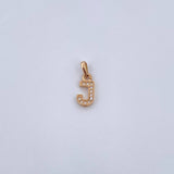 Dije Letra J 0.65gr / 1.5cm / Circones Blancos Oro Amarillo 18K $