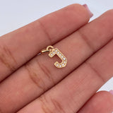 Dije Letra J 0.65gr / 1.5cm / Circones Blancos Oro Amarillo 18K $