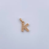 Dije Letra K 0.85gr / 1.4cm / Circones Blancos Oro Amarillo 18K $
